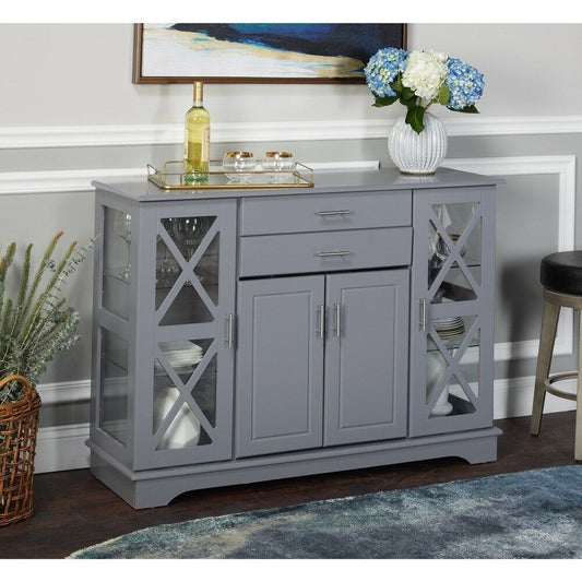 Buffet Cabinet Kitchen Dining Room Storage Organizer Sideboard Console Grey Gray