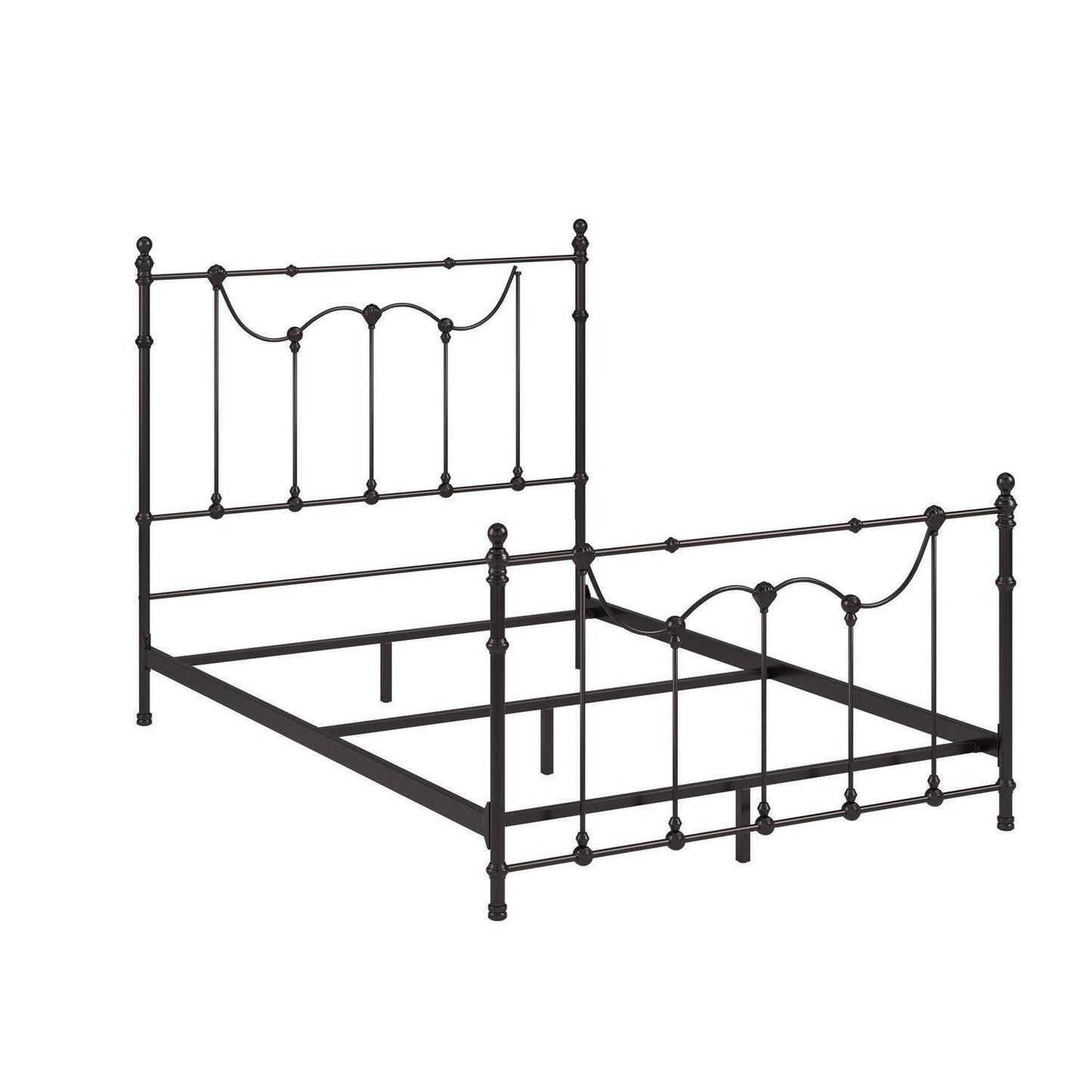 Beautiful Victorian Style Iron Metal Bed in Antique Dark Bronze Finish - QUEEN