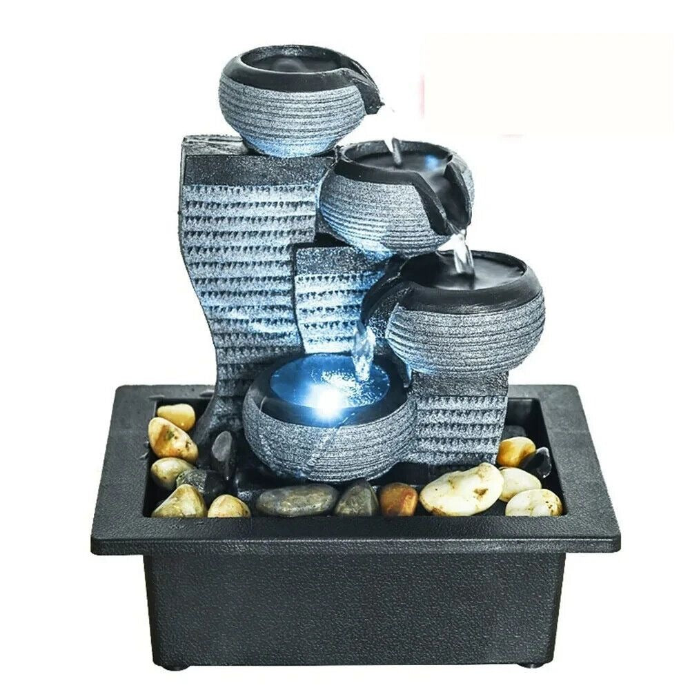 Embrace Serenity: Indoor Tabletop Bowl Waterfall Tabletop Fountain LED Lit 10in