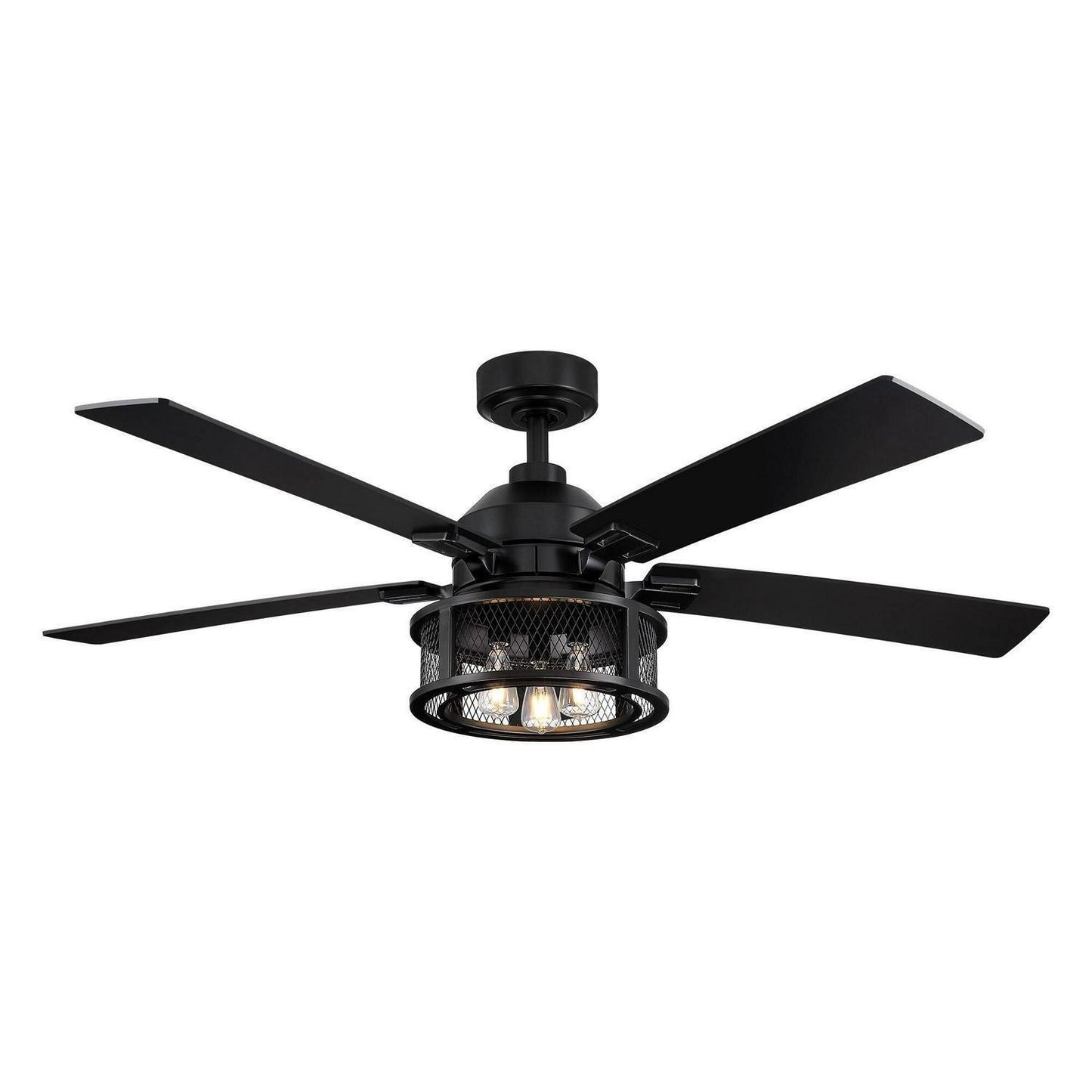 Industrial Style Mesh Caged Light 5-Blade LED Ceiling Fan with Remote Control