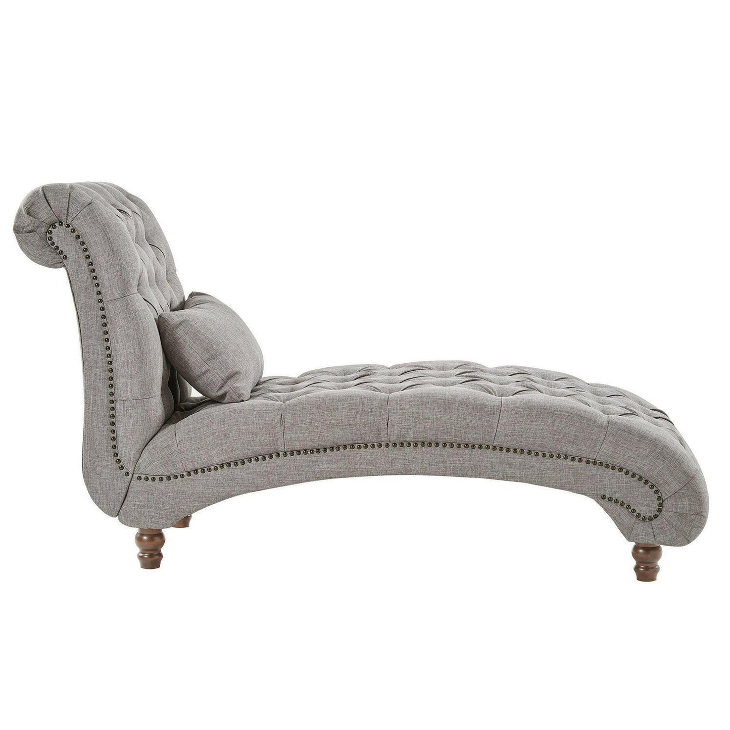 Oversized Chaise Lounge Chair Sofa w/Pillow Light Grey Linen Upholstered