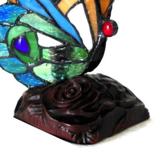 Tiffany Style Stained Glass Butterfly Accent Lamp / Night Light 9inT