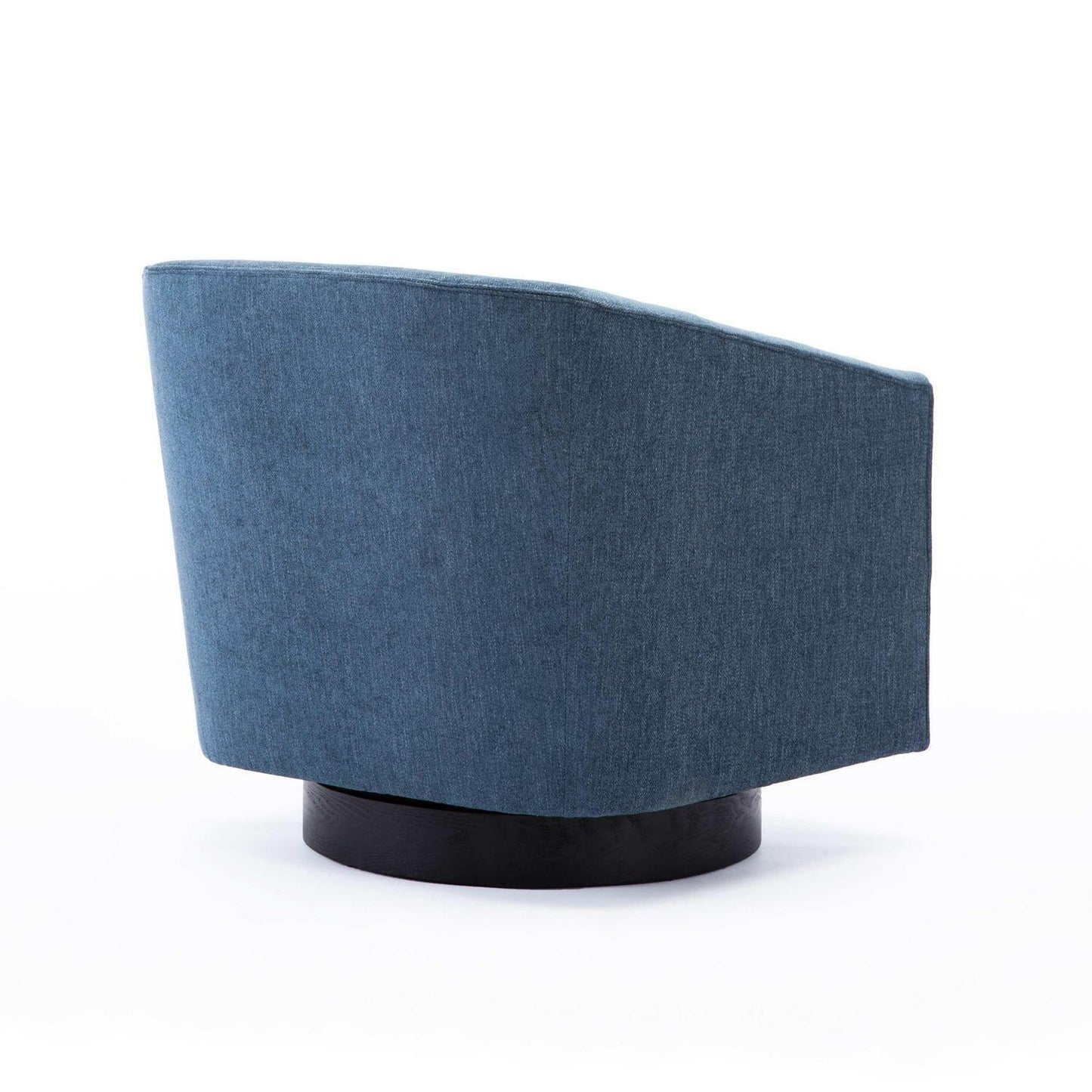 Swivel Accent Armchair with Wood Base and Barrel Back in Blue