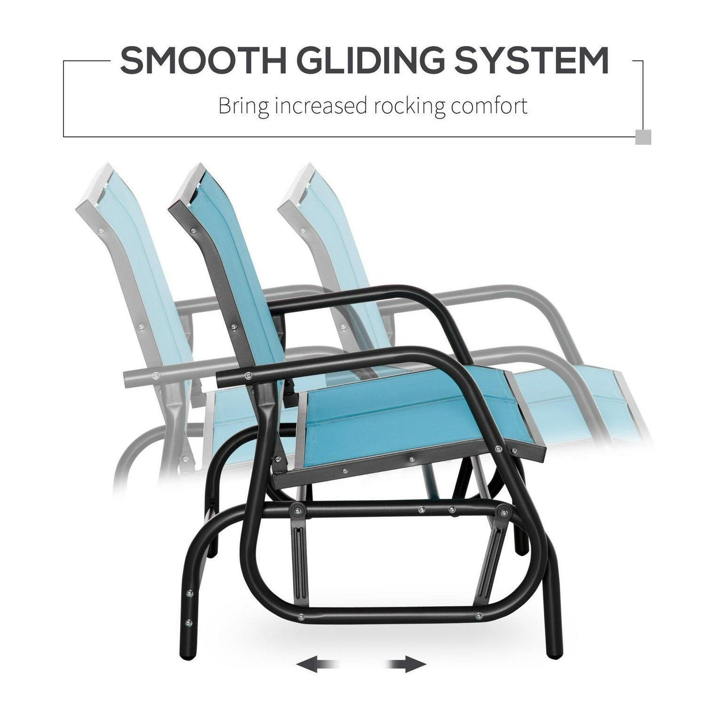 2-Person Glider Rocking Chair Bench For Patio Deck Yard in Seafoam Blue