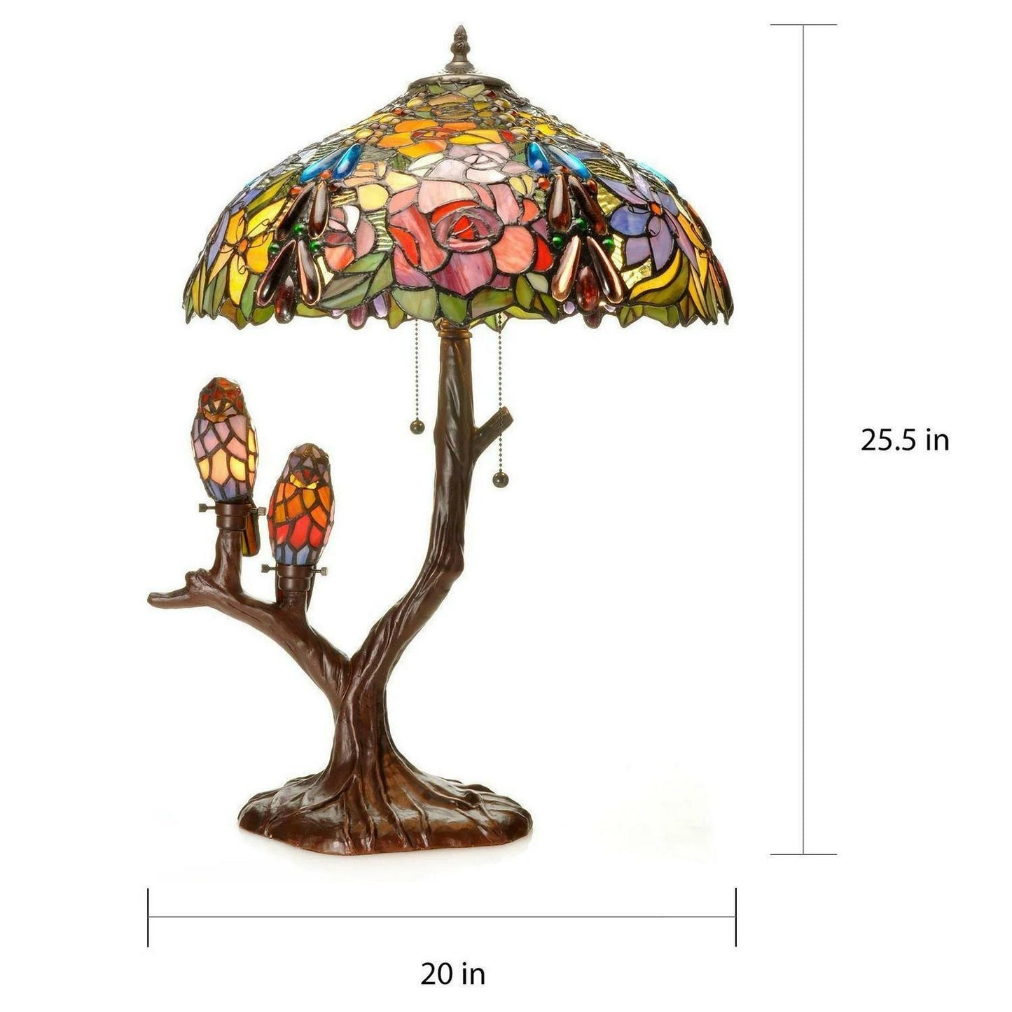 Tiffany Style Table Tree With Owls Lamp Reading Desk Accent Stained Glass Lamp