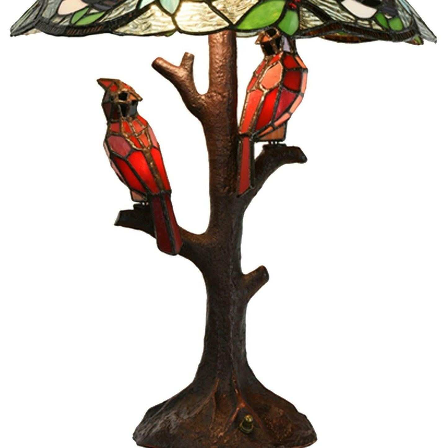 3-Light Stained Glass Tiffany Style Cardinal Table Accent Lamp 24 in Tall