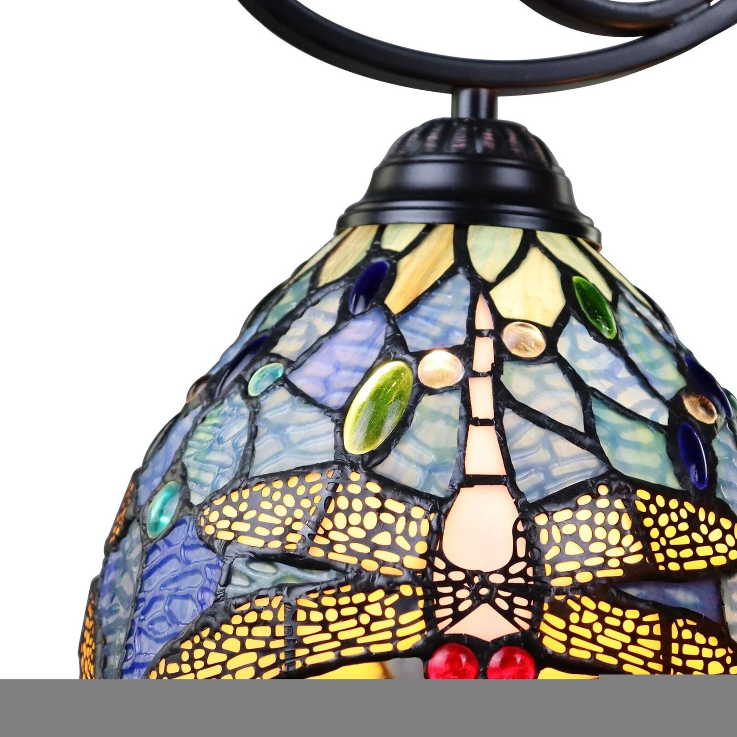 Dragonfly Design Hanging Pendant Ceiling Light White Tiffany Style Stained Glass