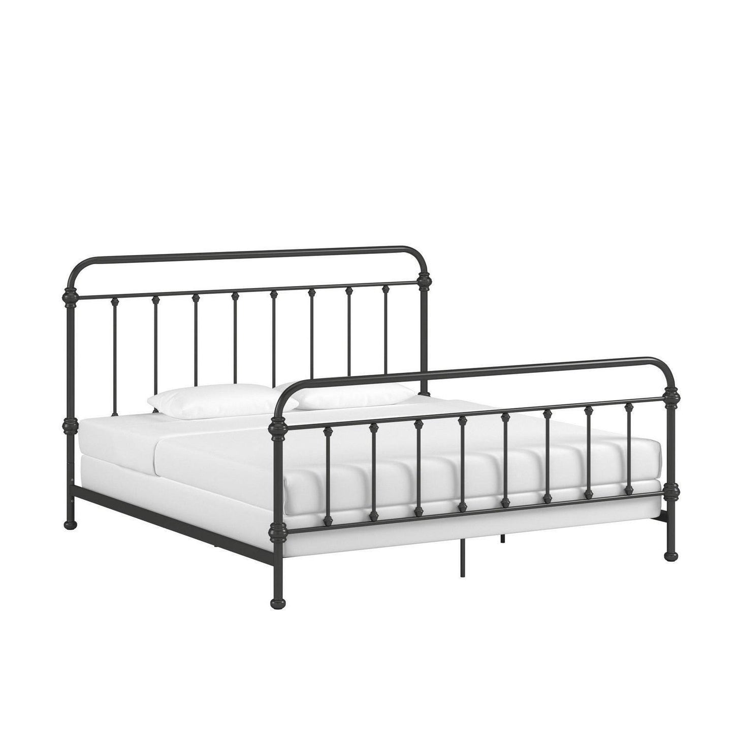 Farmhouse Country Style Antique Dark Bronze Iron Metal Bed - King Size