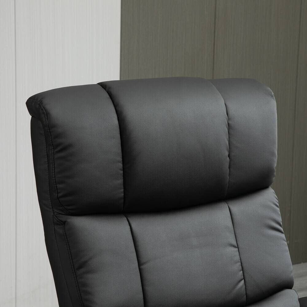 Reclining Lounge Chair Swivel Recliner Sofa Seat w/Massage and Ottoman in Black