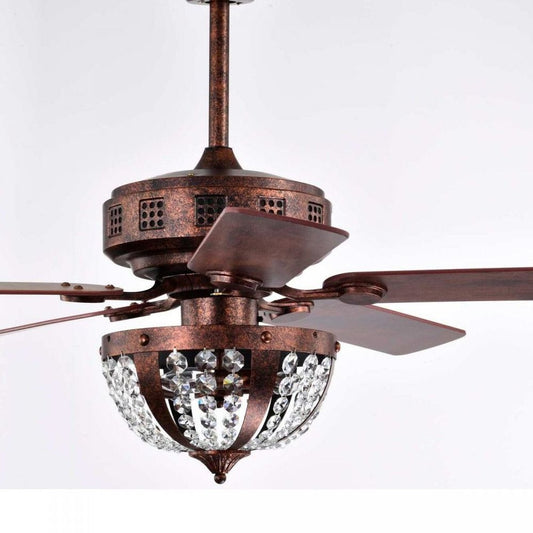 Vintage Industrial Style Antique Copper Finish Ceiling Fan Light with Remote