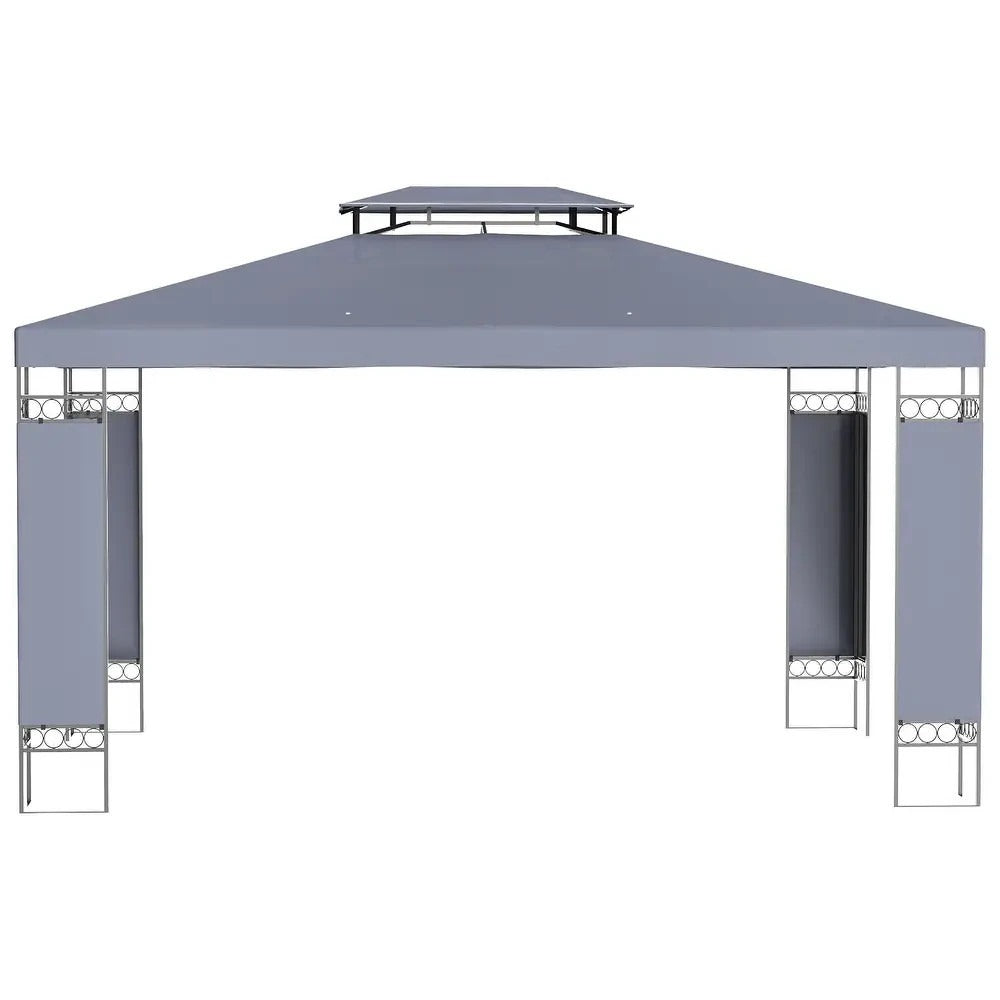 Spacious Deluxe 10x13ft Double Vented Gazebo Canopy Patio Shelter in Grey