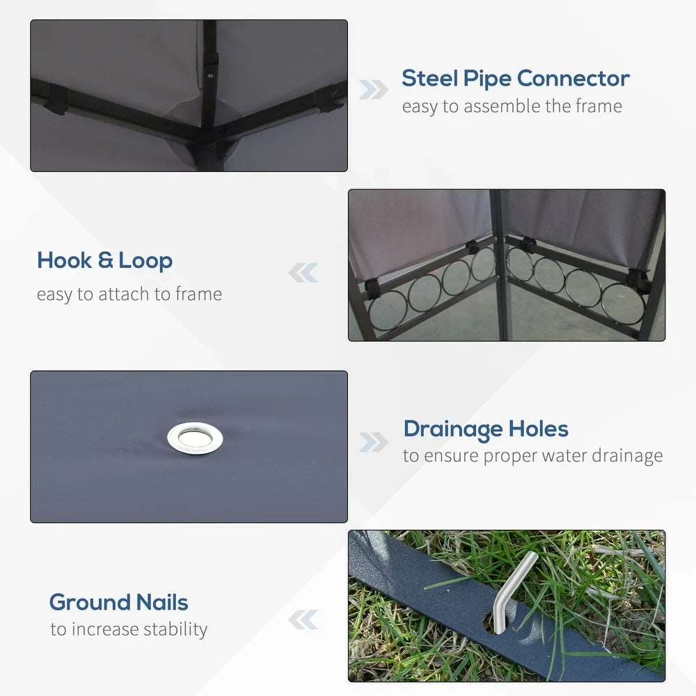 Spacious Deluxe 10x13ft Double Vented Gazebo Canopy Patio Shelter in Grey