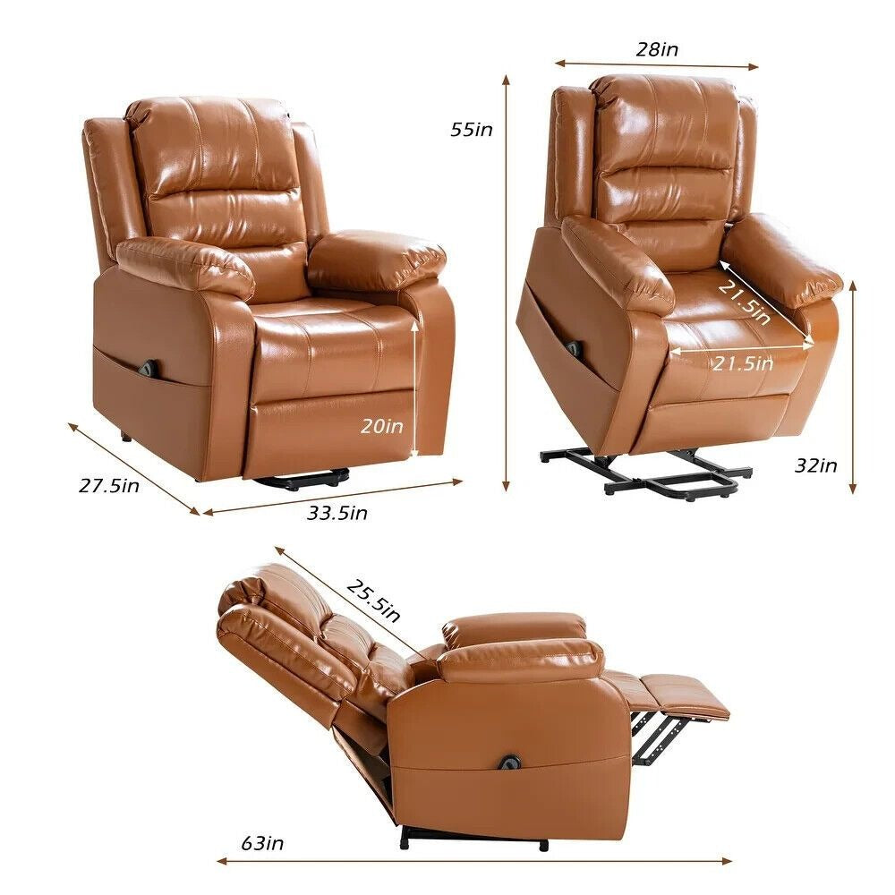 Power Lift Recliner Chair for Elderly with Remote to Customize Settings - Brown