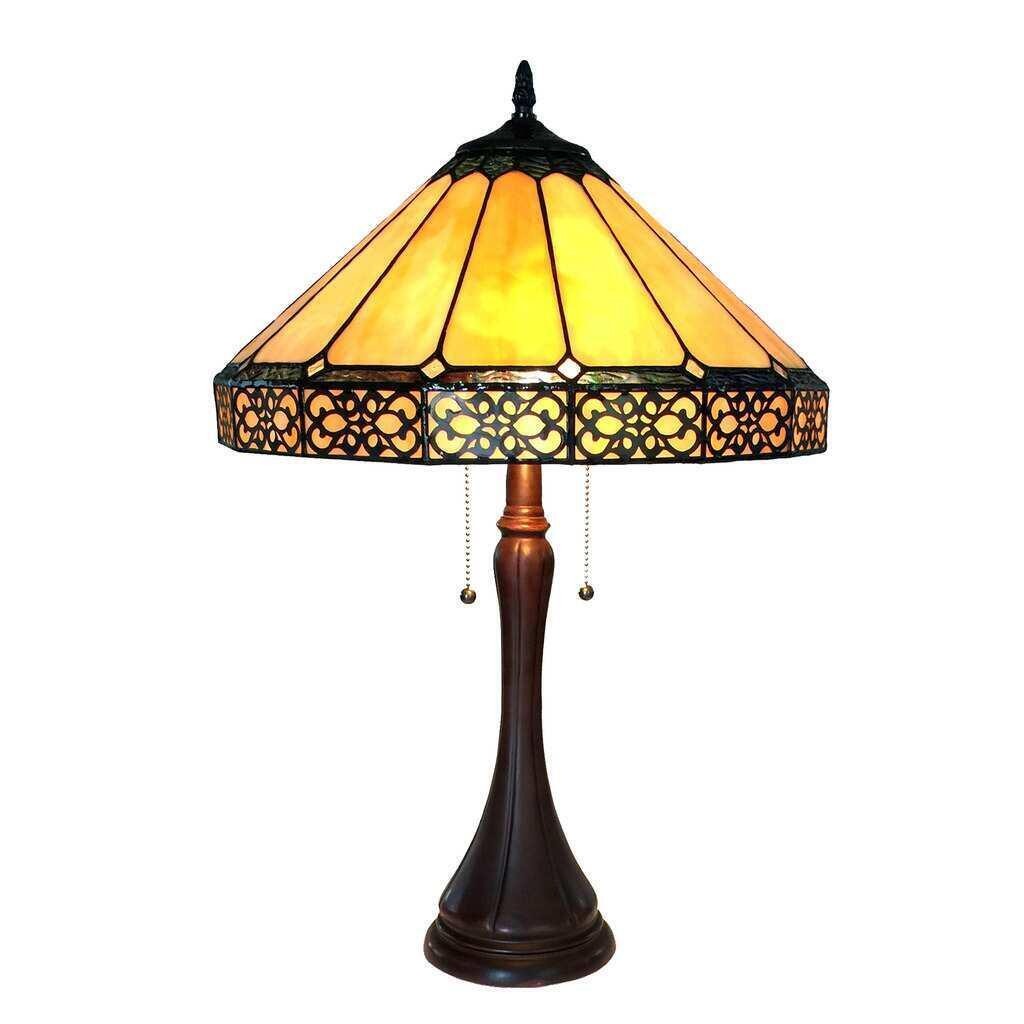 Golden Amber Tiffany Style Mission Design 2-light Dark Bronze Table Lamp