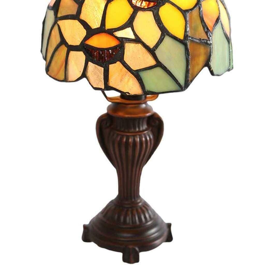 Tiffany Style Stained Glass Sunflower Blossoms Table Accent Reading Lamp 12in