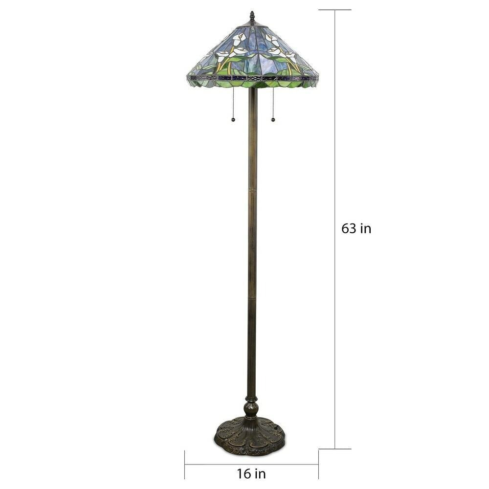 Tiffany Style Stained Glass Lilly Flower Reading Accent Floor Lamp