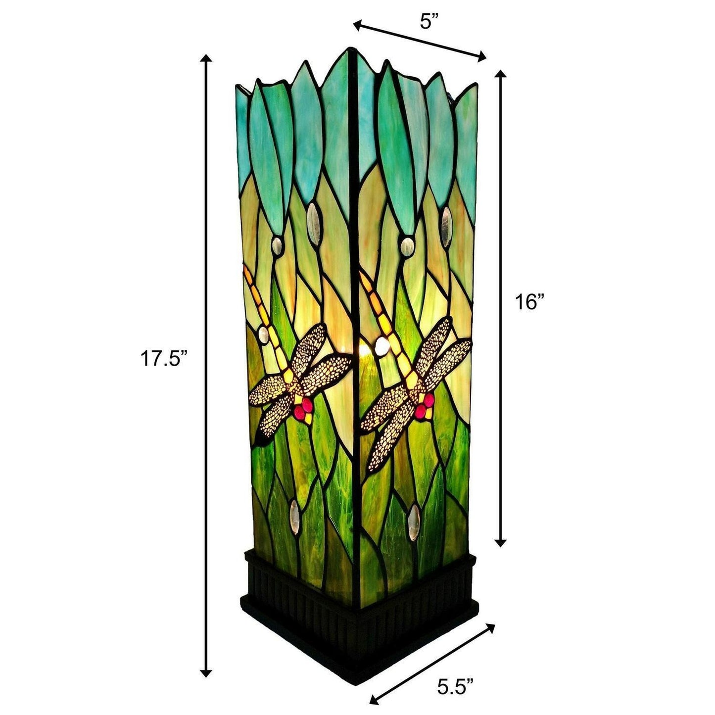 Traditional Dragonfly Theme Tiffany Style Stained Glass Hurricane Lamp