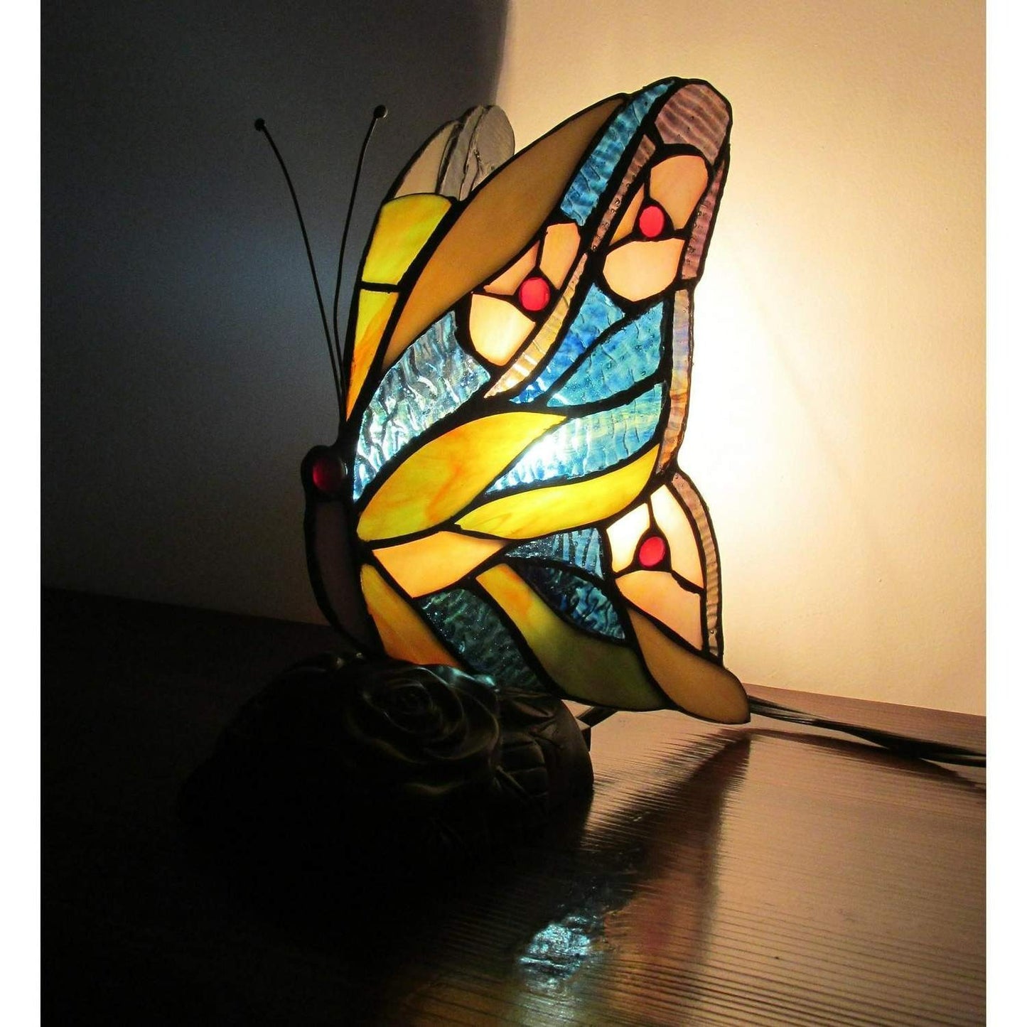 Stained Glass Tiffany Style Butterfly Accent Table Lamp Nightlight