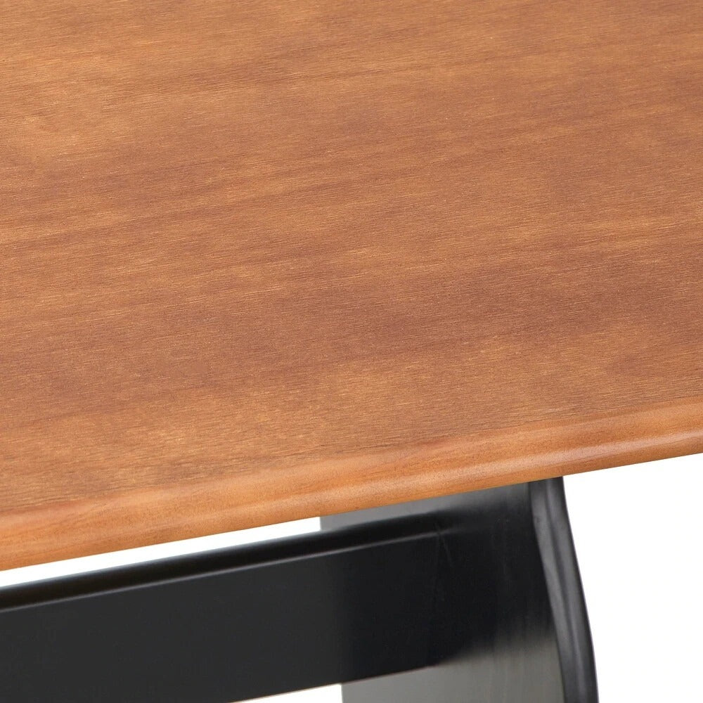 Country Style Black and Walnut Finish Wood Corner Nook Dining Table Bench Set