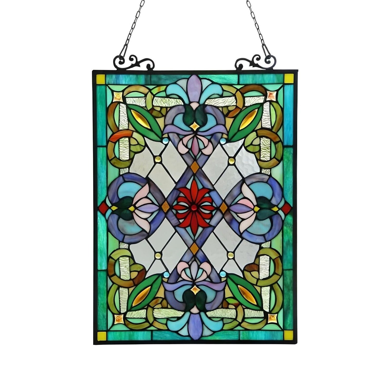 Tiffany Style Stained Glass Window Panel Suncatcher - Victorian Theme 18x26in