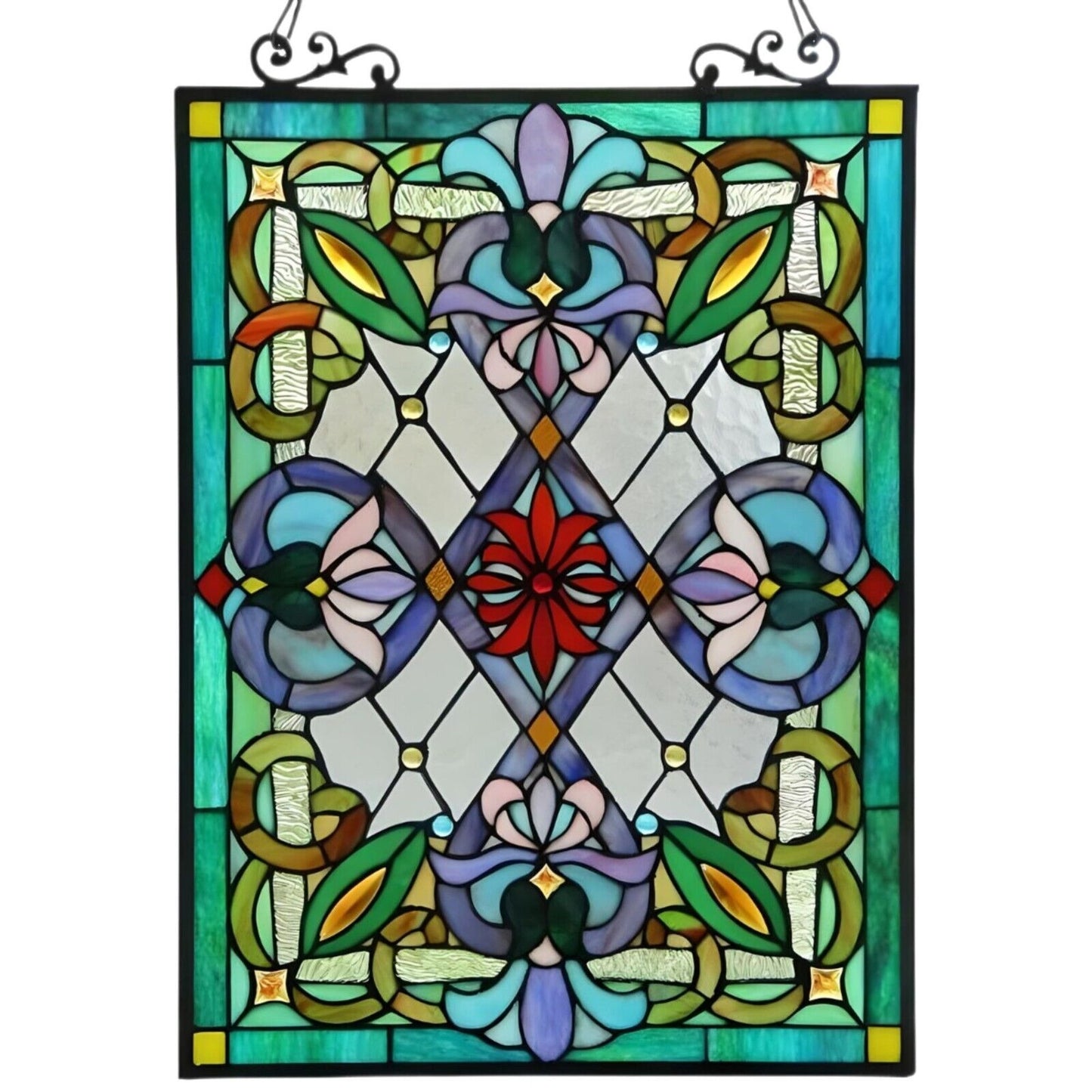 Tiffany Style Stained Glass Window Panel Suncatcher - Victorian Theme 18x26in