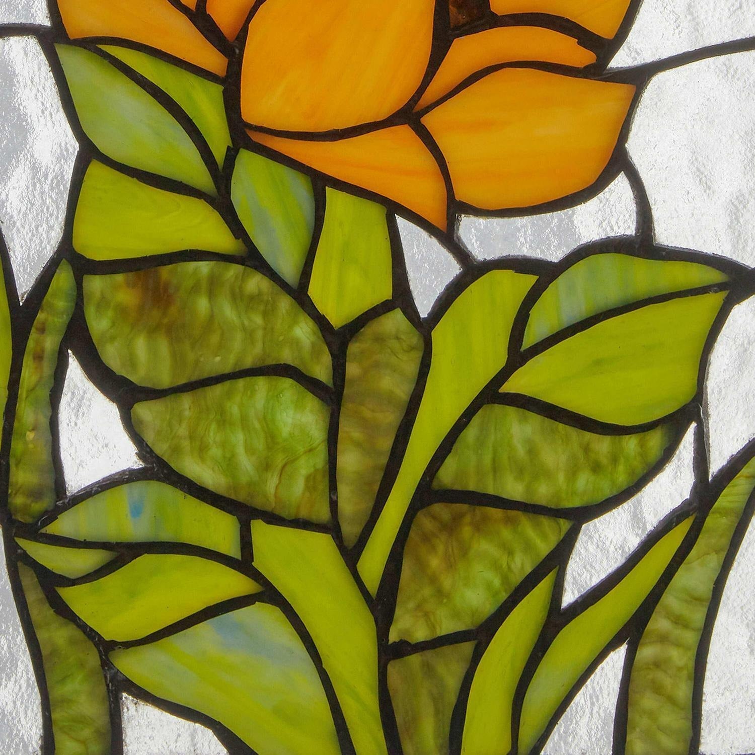 Sunflower Theme Tiffany Style Stained Glass Window Panel store Suncatcher 8x11in