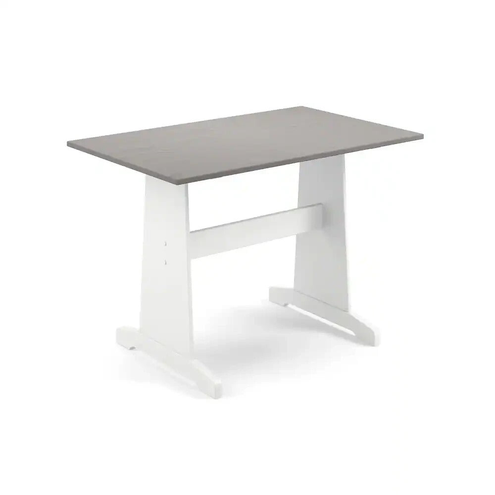 Farmhouse Style Corner Breakfast Dinette Set w/ Storage Bench - White w/Grey Top