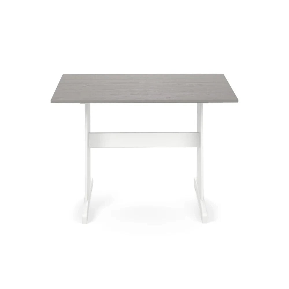 Farmhouse Style Corner Breakfast Dinette Set w/ Storage Bench - White w/Grey Top