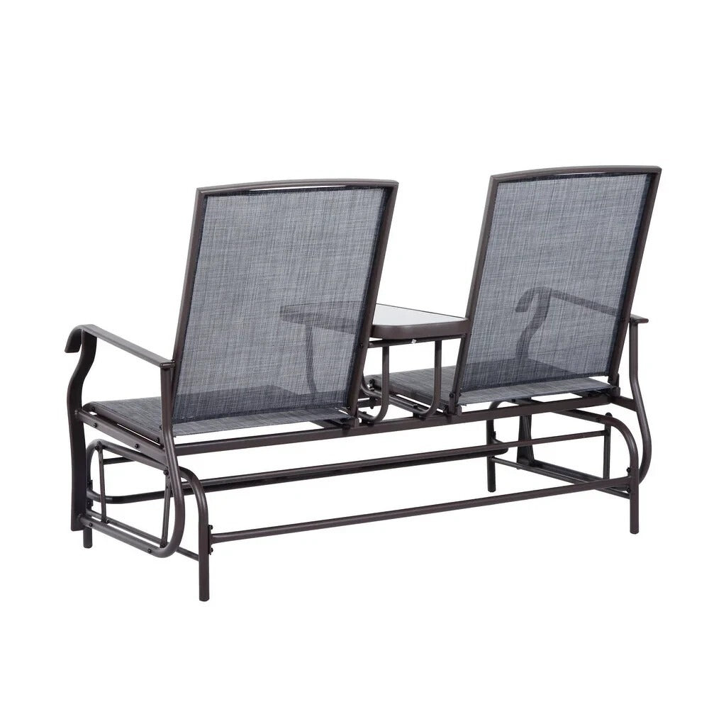 Outdoor Patio Furniture - Swing Glider Chair with Center Table in Grey