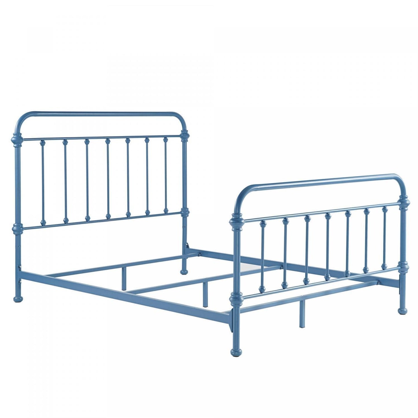 Classic QUEEN Size Metal Bed Traditional Country Style Glossy White