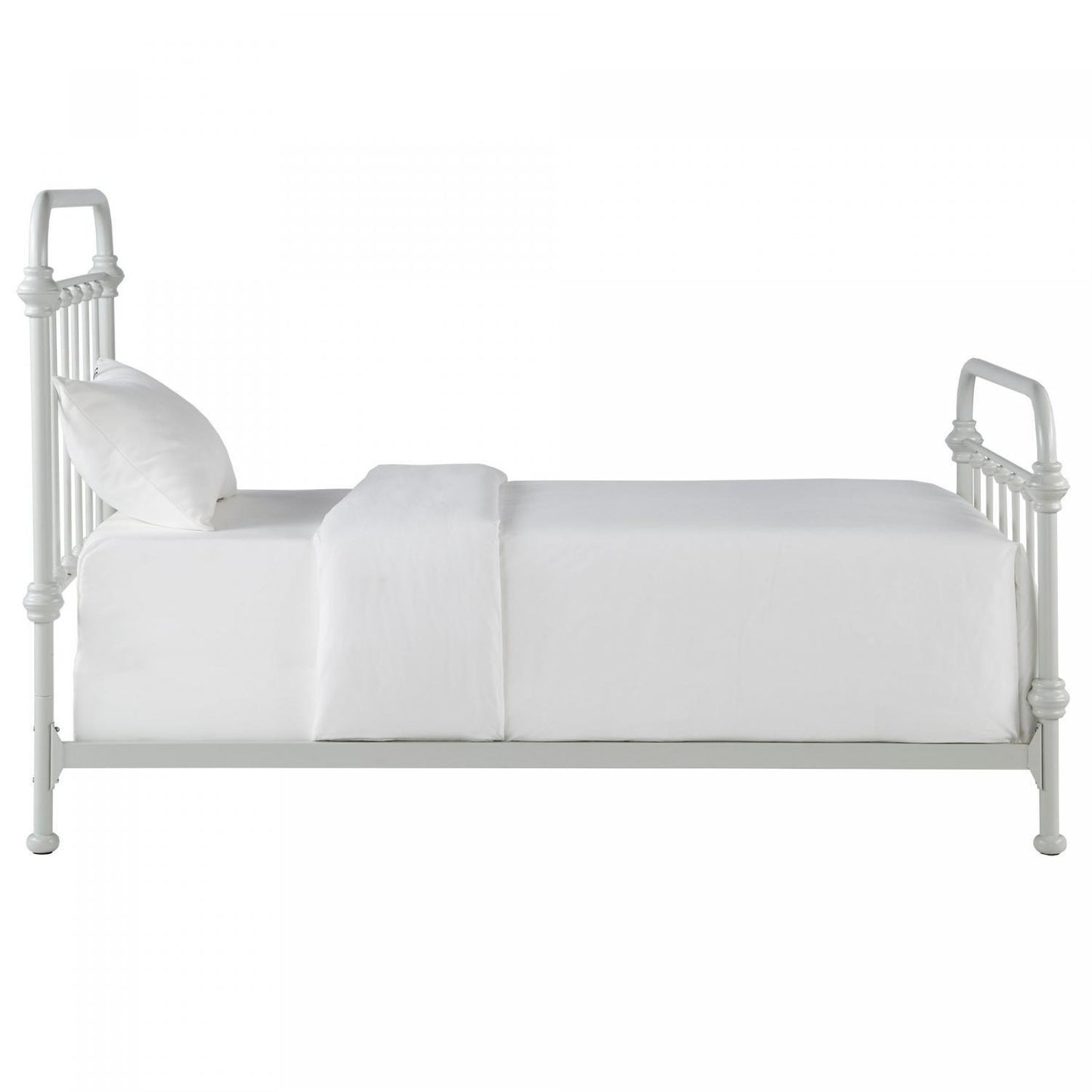 Classic QUEEN Size Metal Bed Traditional Country Style Glossy White