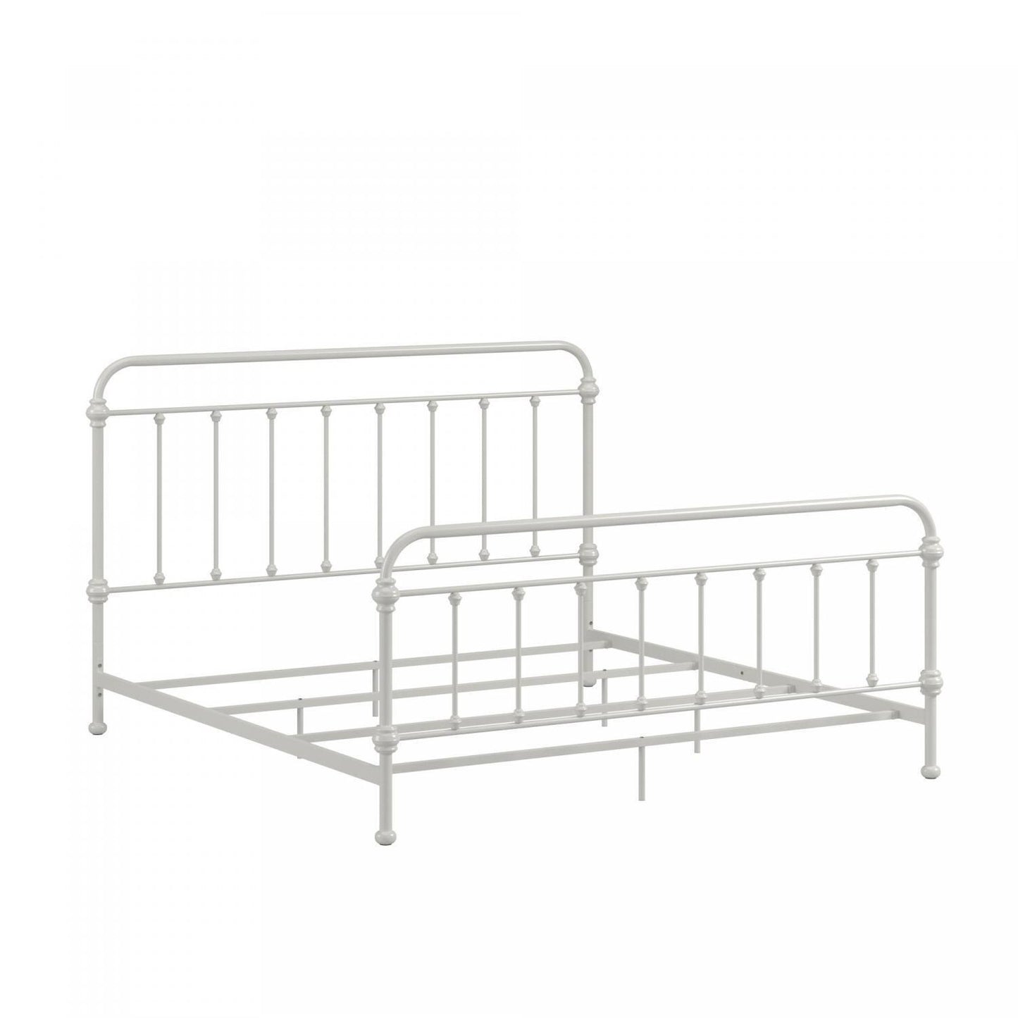Classic QUEEN Size Metal Bed Traditional Country Style Glossy White