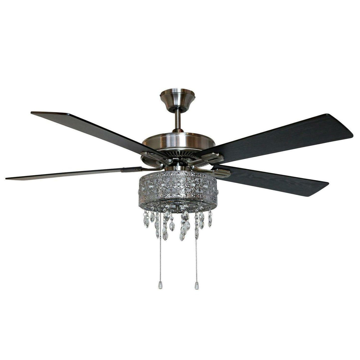 Chandelier Ceiling Fan Satin Nickel LED 52-in 5-Reversible Blades Bulbs Included