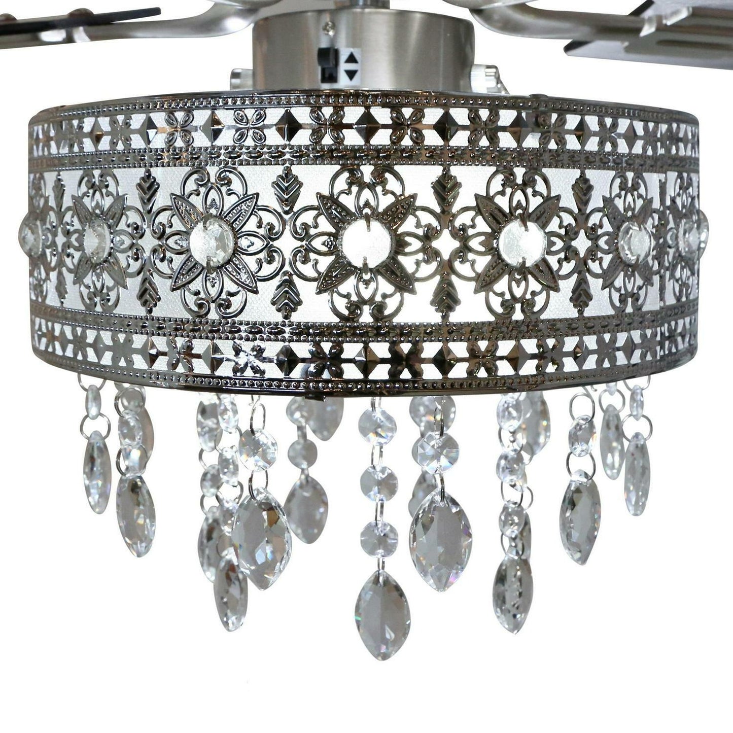Chandelier Ceiling Fan Satin Nickel LED 52-in 5-Reversible Blades Bulbs Included