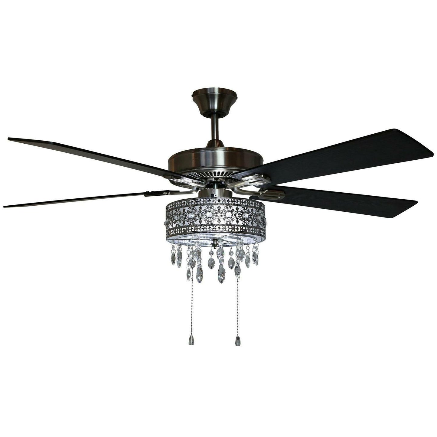 Chandelier Ceiling Fan Satin Nickel LED 52-in 5-Reversible Blades Bulbs Included
