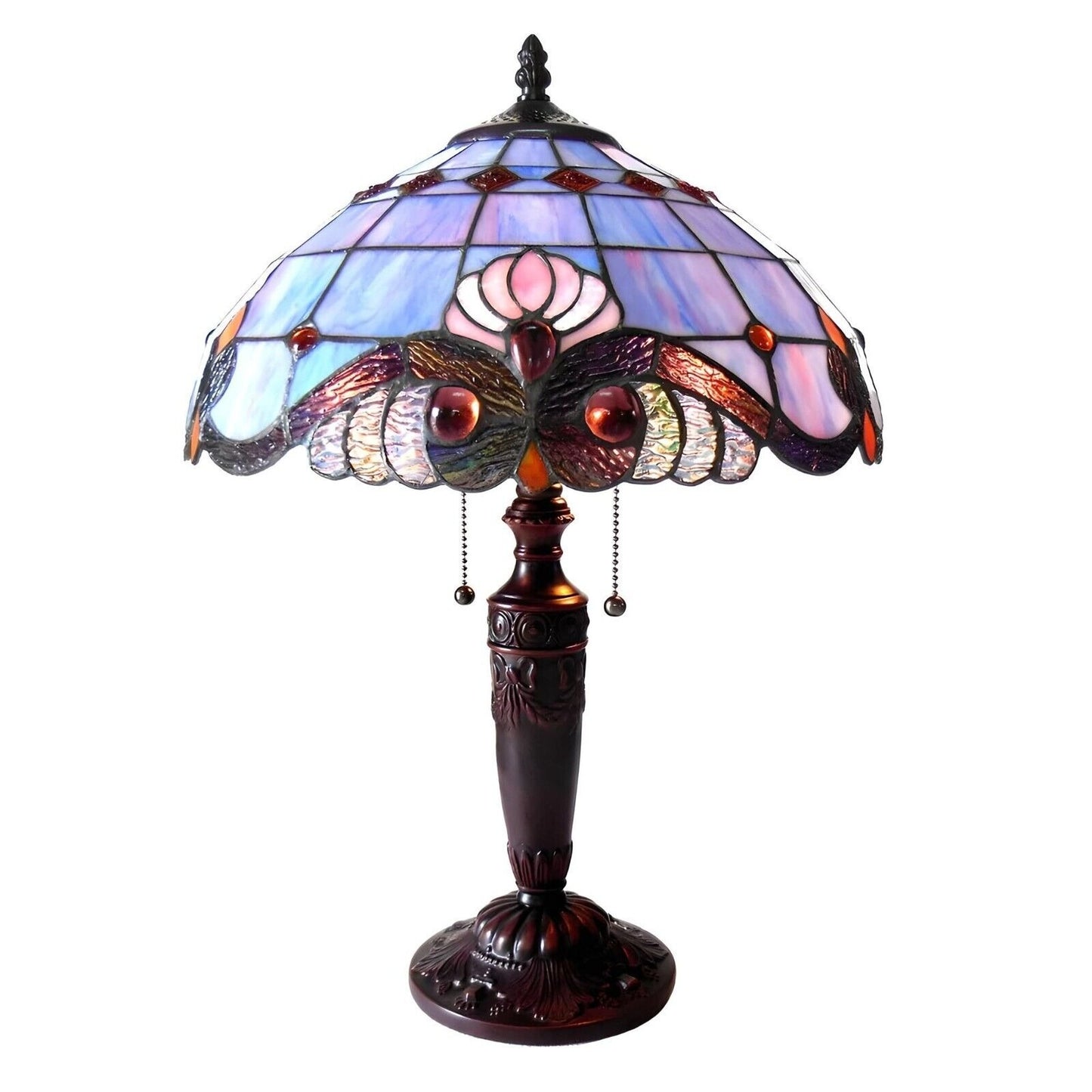 Tiffany Style Stained Glass Table Lamp Victorian Theme in Lavender Design 20in