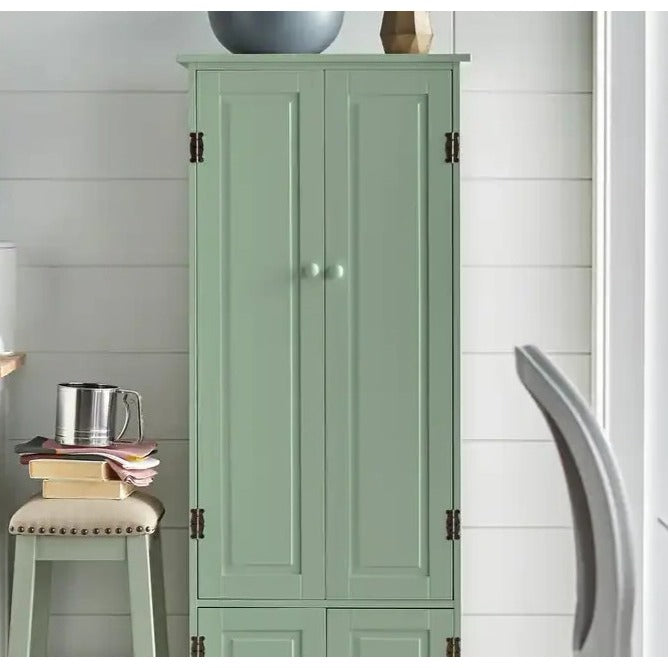Country Style Kitchen Cabinet Mint Green Storage Organizer Cupboard 5ft Tall