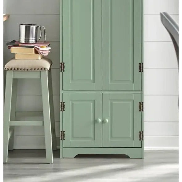 Country Style Kitchen Cabinet Mint Green Storage Organizer Cupboard 5ft Tall