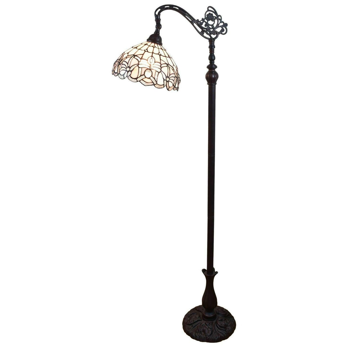 Tiffany Style Stained Glass Arched 62in Floor Lamp White Stained Glass