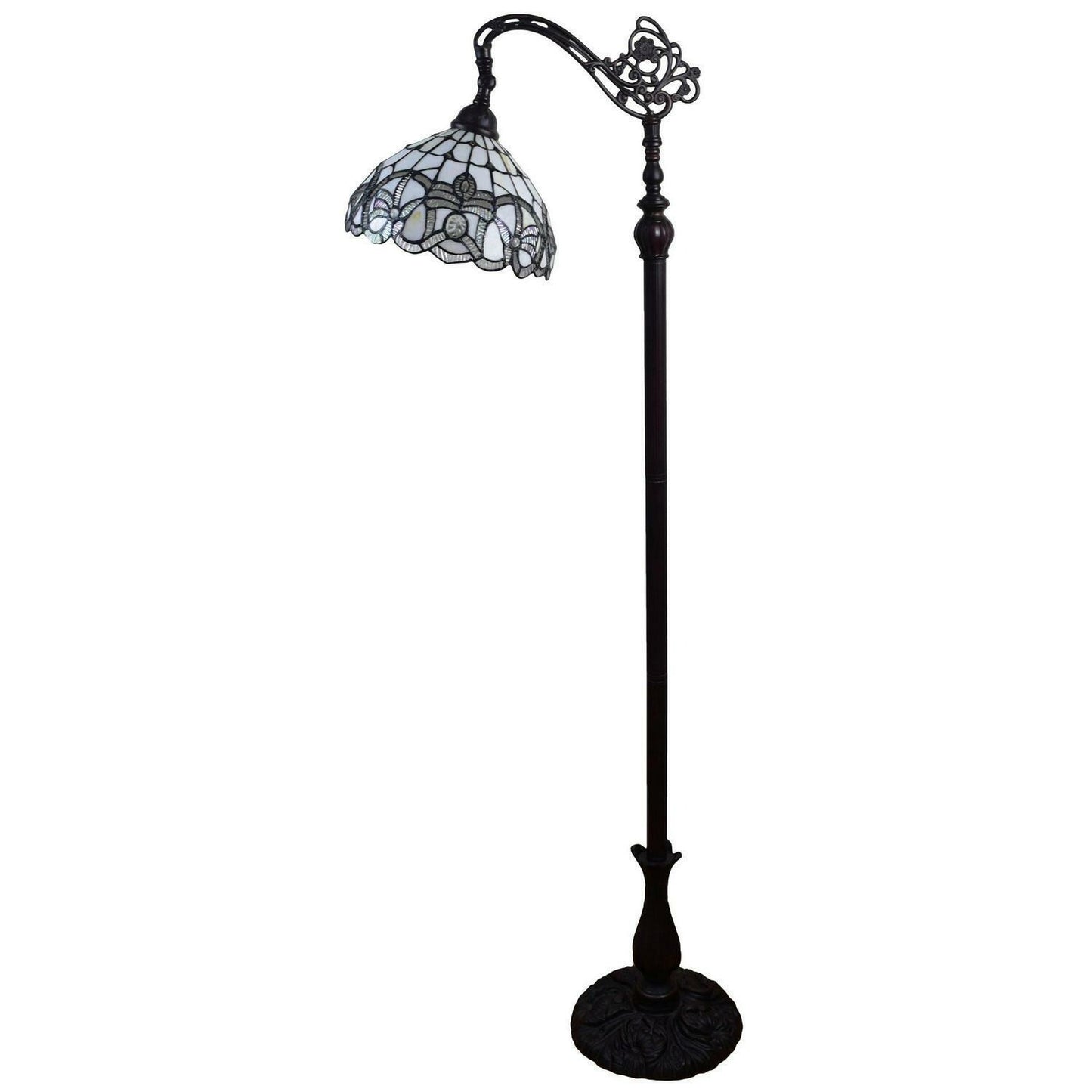 Tiffany Style Stained Glass Arched 62in Floor Lamp White Stained Glass