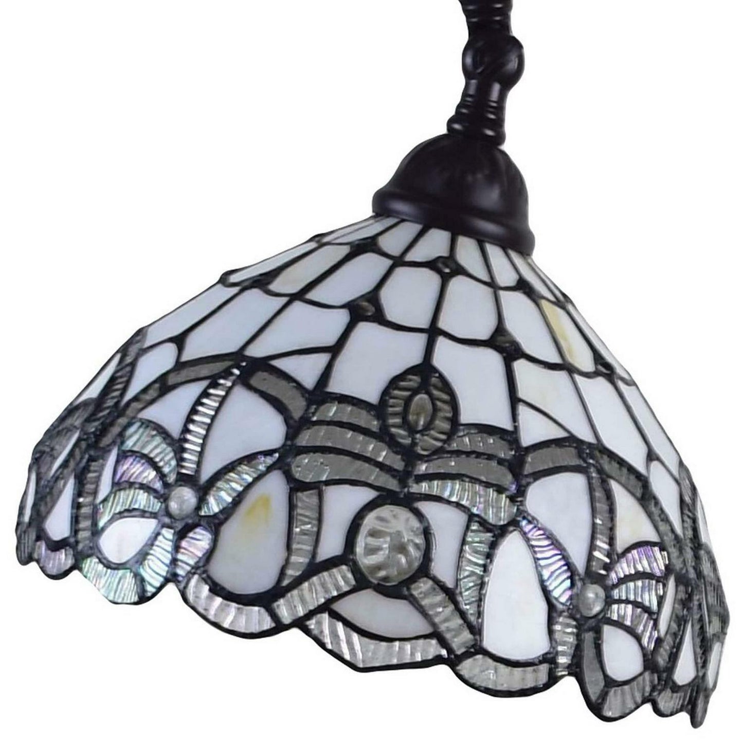 Tiffany Style Stained Glass Arched 62in Floor Lamp White Stained Glass