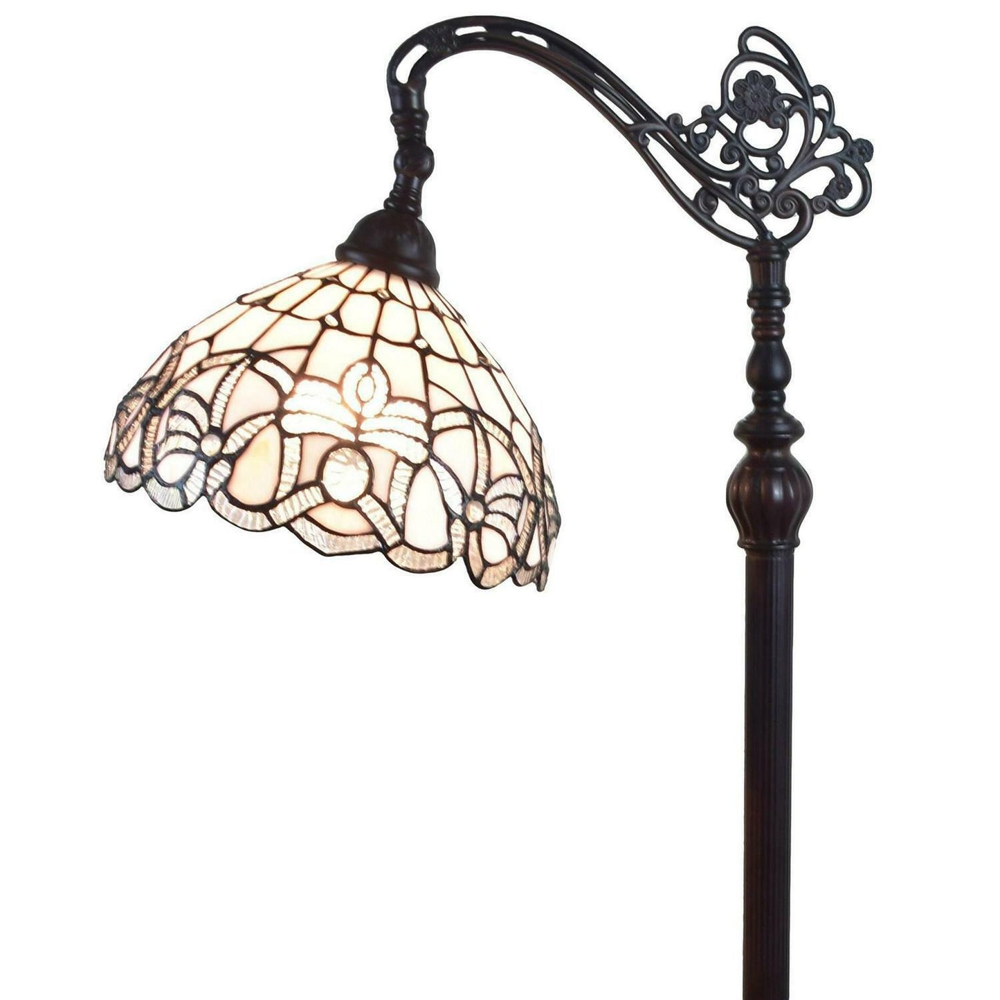 Tiffany Style Stained Glass Arched 62in Floor Lamp White Stained Glass