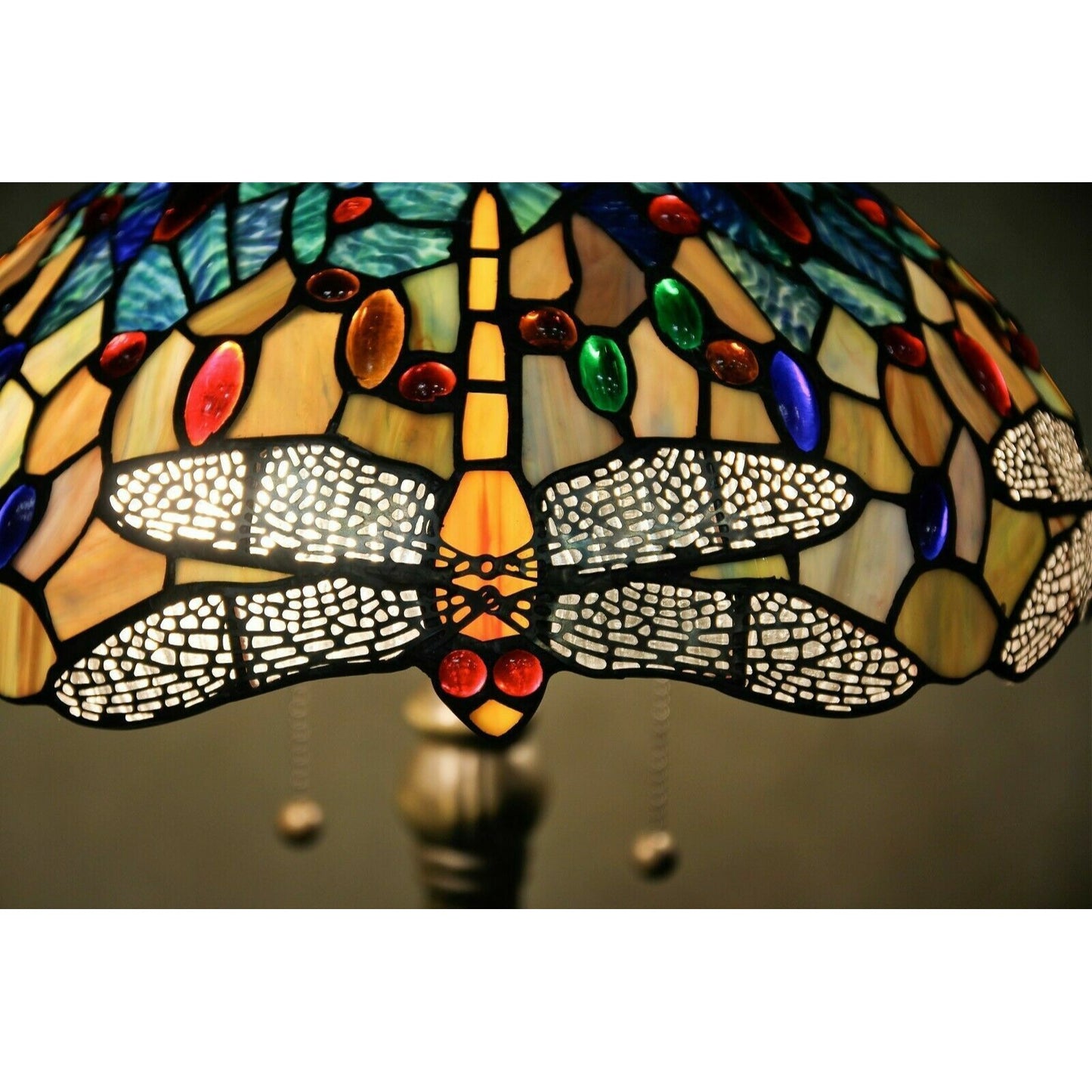 Tiffany Style Stained Glass Yellow Dragonfly Accent Reading Table Lamp