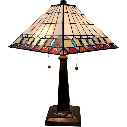 Multi Color Mission Jeweled Tiffany Style Stained Glass Table Lamp Accent Lamp