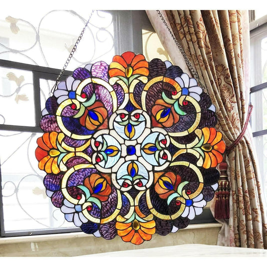 Multicolor Tiffany Style Stained Glass Window Panel Suncatcher 20in