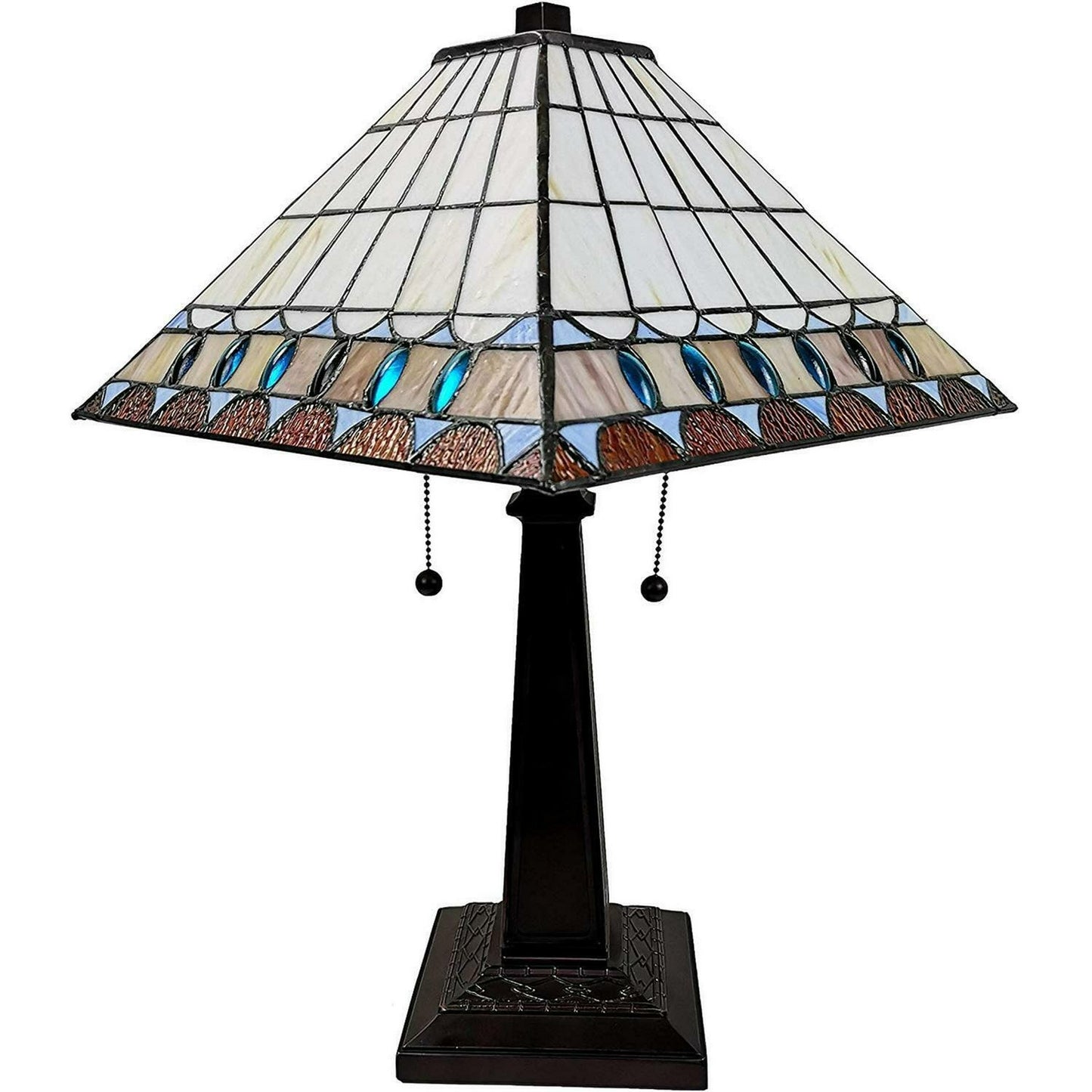 Multi Color Mission Jeweled Tiffany Style Stained Glass Table Lamp Accent Lamp