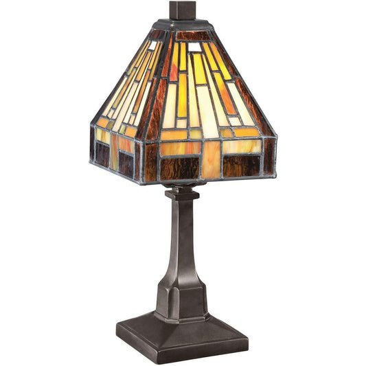 Tiffany Style Mission Stained Glass Bronze Finish Table Desk Reading Lamp 12in H