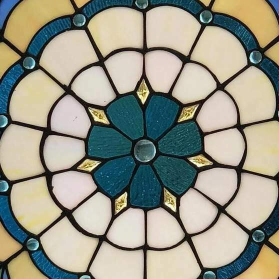 Blue Green Tiffany Style Round Stained Glass Window Panel Suncatchers 18in