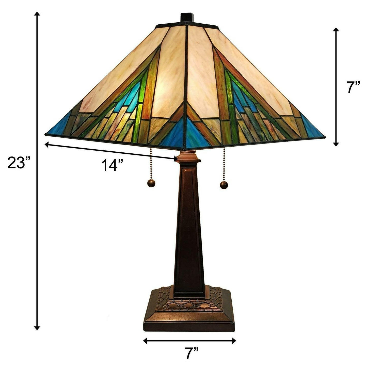 Stained Glass Mission Table Lamp 21-inch Tiffany Style Aztec Mission Table Lamp