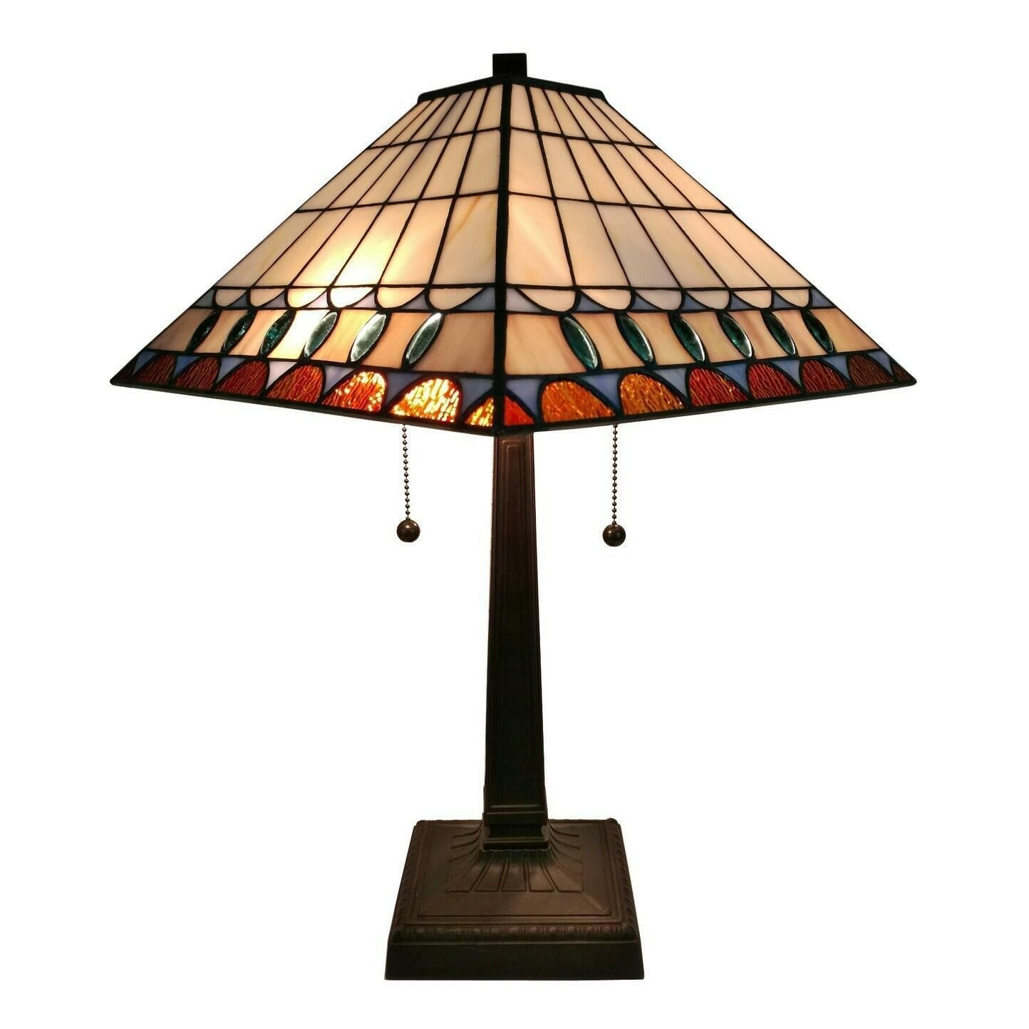 Multi Color Mission Jeweled Tiffany Style Stained Glass Table Lamp Accent Lamp